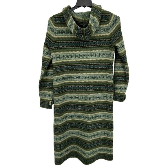 VTG Women's Green Polo Ralph Lauren Lambswool Fair Isle Long Cardigan Sweater~ M - Picture 6 of 7
